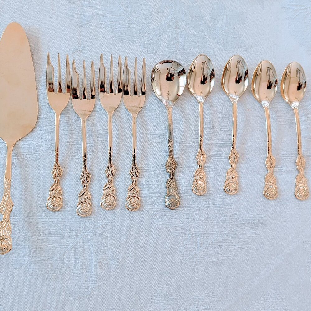 VTG Hildesheim Rose Nivella Rostfrei 11-Piece Flatware Set 18/10 Stainless Steel